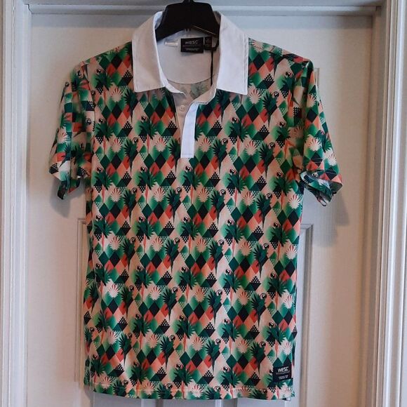Wesc Tropical Abstract Colorful Rugby Polo Shirt Unisex Men M / Women Large NEW - Picture 1 of 8